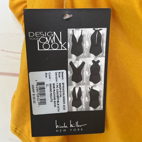 Nicole Miller Women's Swimsuit Size XL Yellow Convertible One Piece Side Ruching - Picture 11 of 11